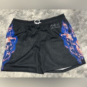 Rest In Paradise Black Skull Print Shorts New